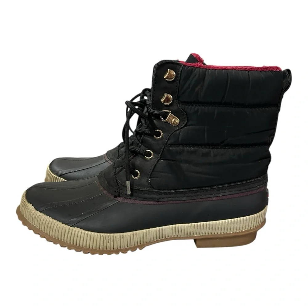 Women’s Tommy‎ Hilfiger Black & Tan Twelvia Duck Winter Boots  Sz 10M